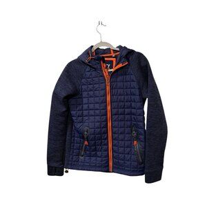Superdry Mountain Quilted coat Zip Hooded Jacket Navy Orange Men